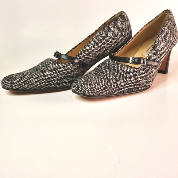 Tweed Vintage Talbots Office Heels with Buckled Leather Band - Picture 14 of 15